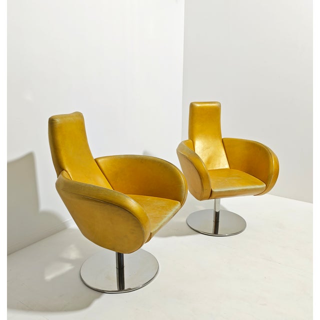 Swivel Armchairs with Chromed Legs, 1980s, Set of 2 For Sale - Image 4 of 18