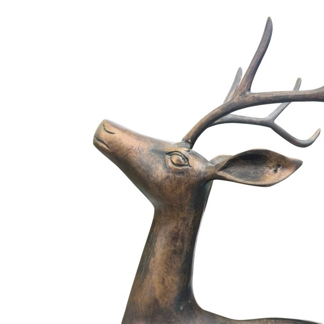 Vintage Heavy Large Brass Deer Stag Sculpture Figurine Mid Century Modern 24” H For Sale - Image 11 of 18