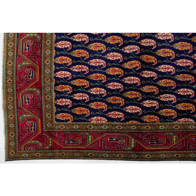 Textile Allover Pattern Handmade Persian Wool Rug Vintage in Navy Blue For Sale - Image 7 of 11