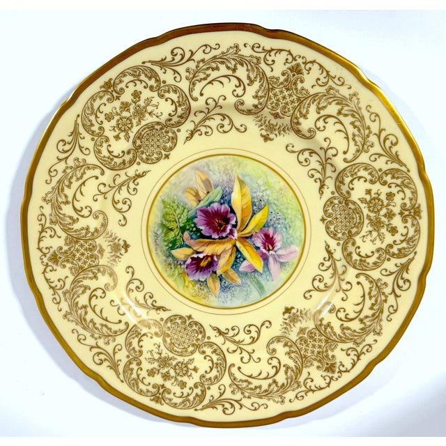 8 Orchid Conservatory Service Plates Painted and Signed E. Challinor for Pickard For Sale - Image 11 of 18