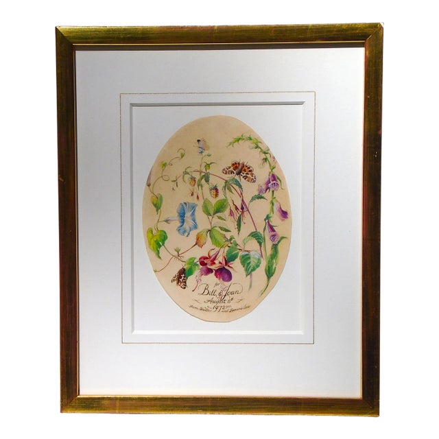 1970s "Botanical Study Presentation", Original Watercolor, Gouache and Ink Painting For Sale