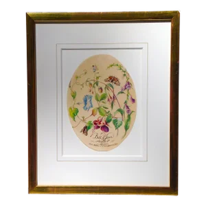 1970s "Botanical Study Presentation", Original Watercolor, Gouache and Ink Painting