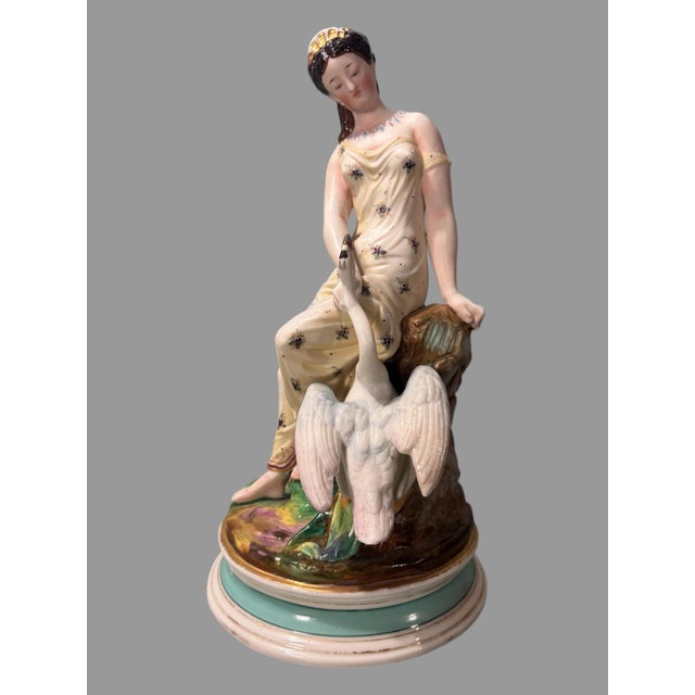 Ceramic Antique Victorian Figural Bisque Porcelain 11.5" Statue Leda & Swan For Sale - Image 7 of 7