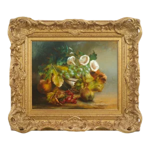 Early 19th Century Floral Still Life Oil Painting, Framed