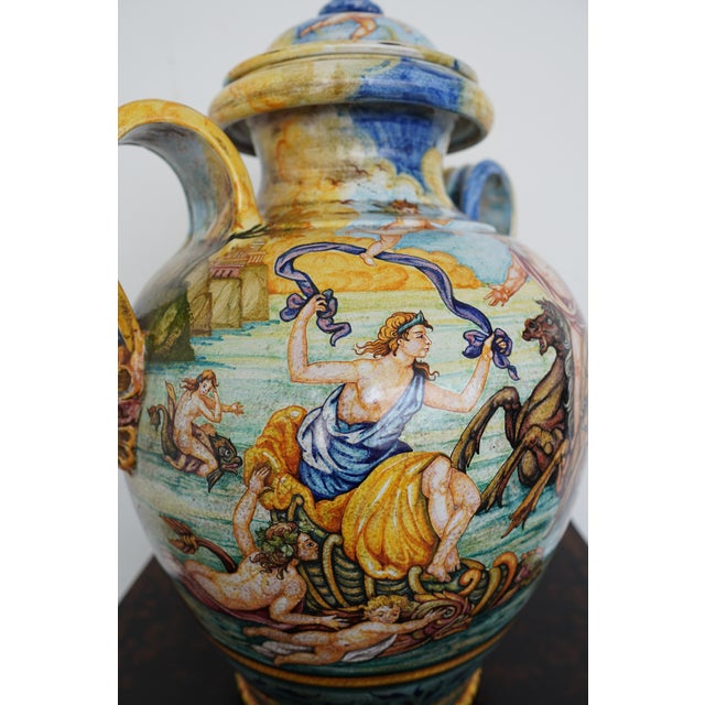 Blue Vintage Ceramic Classical Decorative Vase For Sale - Image 8 of 14