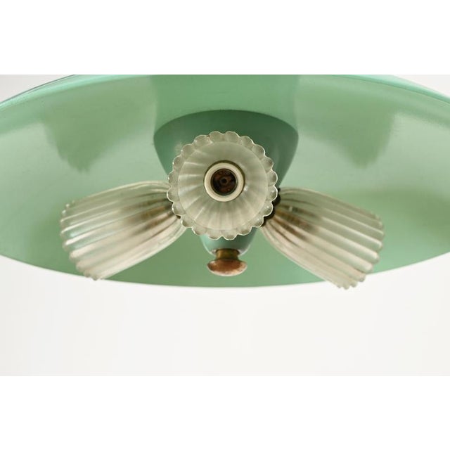 Fontana Arte Chandelier in Turquoise Glass, Brass and Murano Glass, Italy, 1950s For Sale - Image 13 of 15