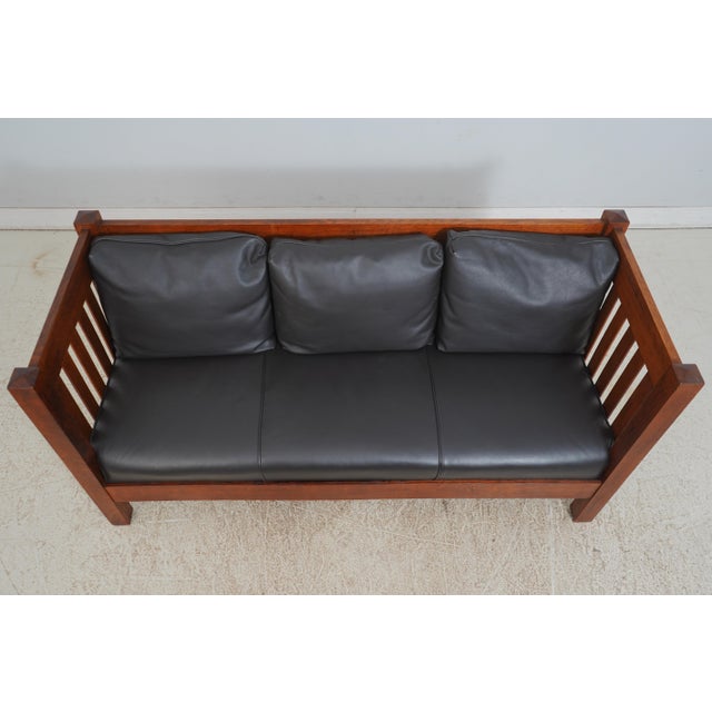 Mission Quaker Mission Craft Stickley Style Vintage Mission Oak Sofa For Sale - Image 3 of 12
