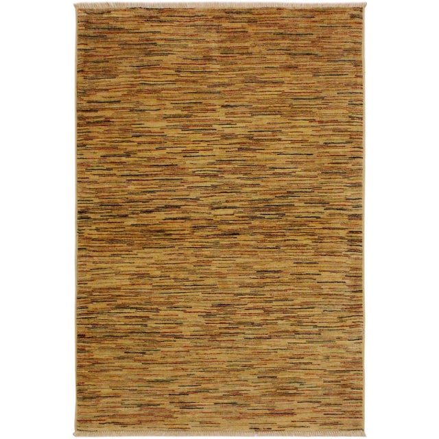 1990s Boho Chic Gabbeh Beige/Rust Wool Rug - 3'10" X 5'9" For Sale - Image 9 of 9