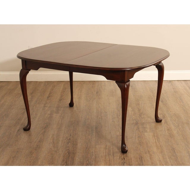Queen Anne Style Oval Cherry Extension Dining Table With Two Leaves For Sale - Image 14 of 17
