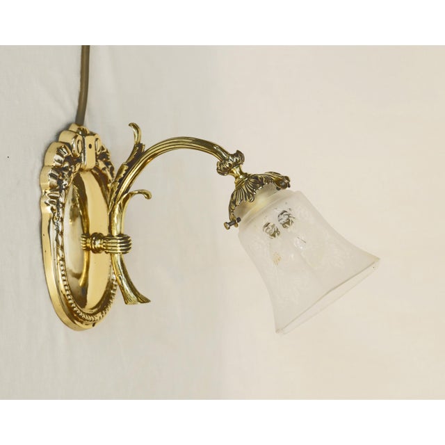 Art Nouveau Brass Wall Lamps, 1890s, Set of 3 For Sale - Image 4 of 10