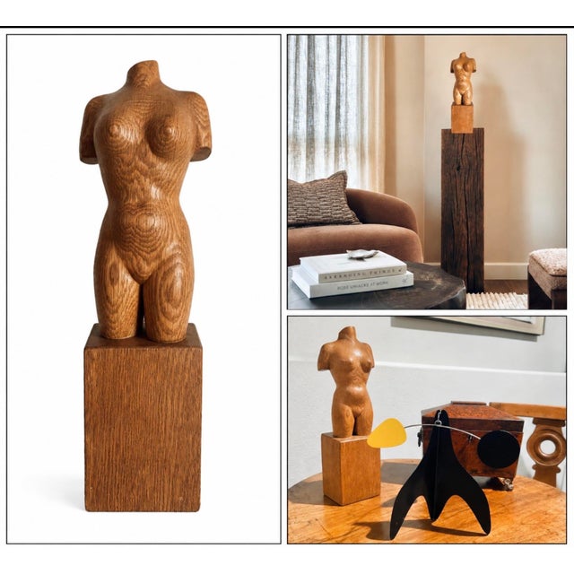 Vintage Hand Carved Wood Abstract Female Torso, (14” High) For Sale - Image 11 of 11