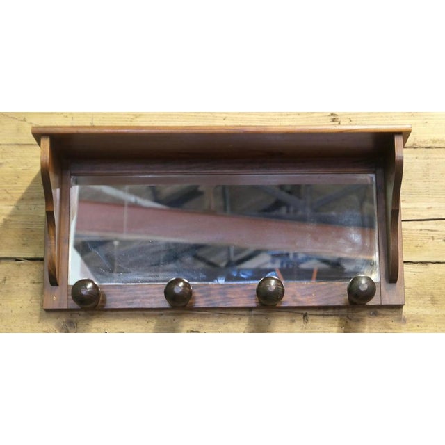 French Dark Pine Wall Mirror with Shelf and Coat Hooks This is a very useful piece which would work very well in a boot...