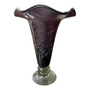 1950s Murano Pulled Feather Italian Art Glass 11in Vase