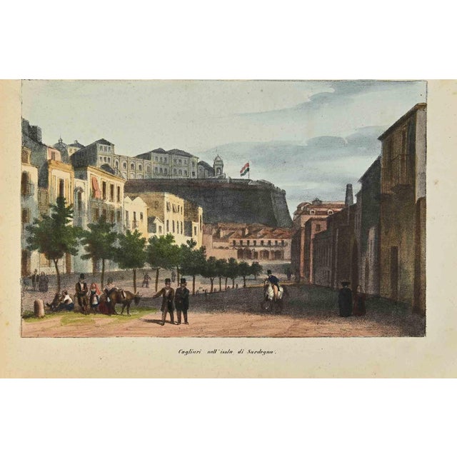 Cagliari on the island of Sardinia is a hand colored lithograph realized in 1864. Good conditions. The artwork belongs to...