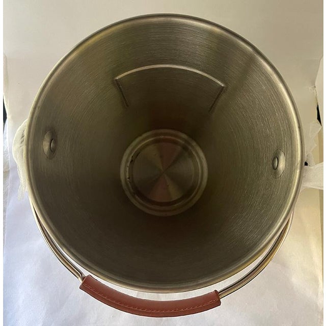 Late 20th-Century Laurent-Perrier Champagne Stainless Steel Wine Bucket With Leather Handle For Sale - Image 4 of 8