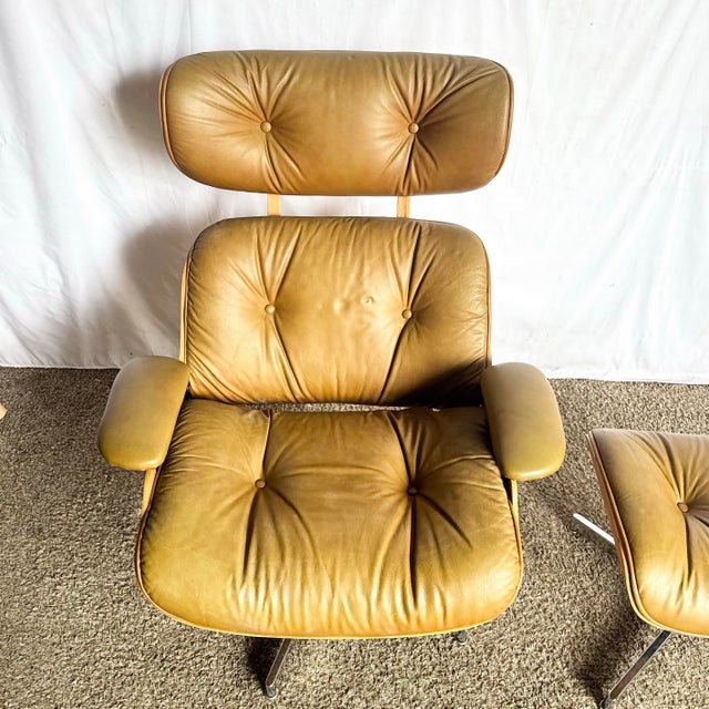 Mid 20th Century Mid Century Modern Eames Style Lounge Chair With Ottoman For Sale - Image 5 of 8