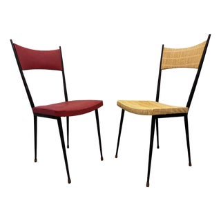 Authentic 1950s French Mid-Century Colette Guéden for Coop Meubles Nancy Accent Chairs - A Mismatched Pair For Sale