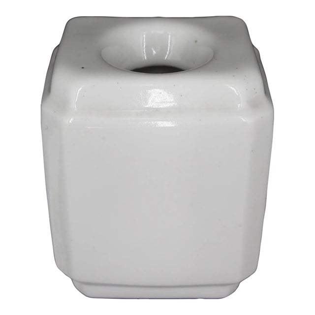 Vintage European White Ceramic Toothbrush Holder For Sale