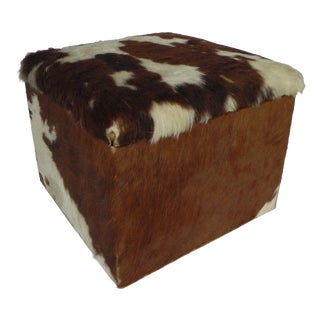 Vintage Cowhide Ottoman with Storage, Netherlands, 1950s For Sale