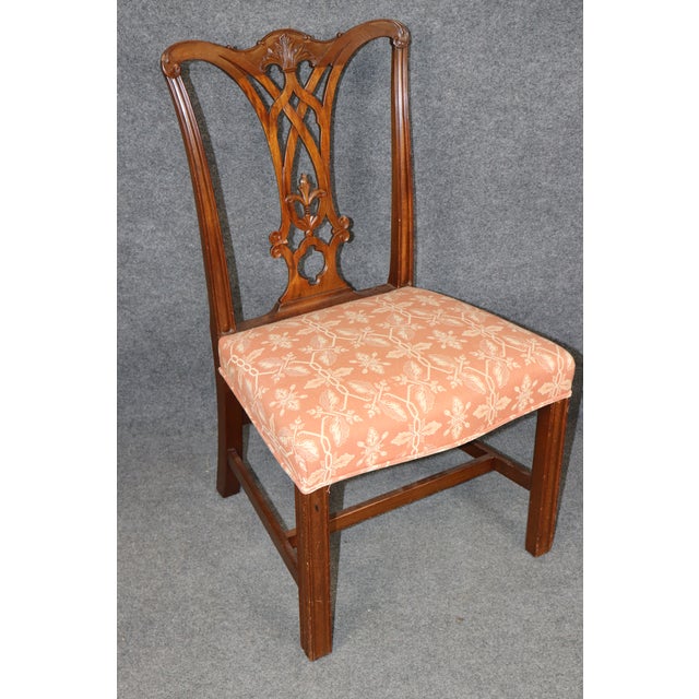 1950's Set 10 Chippendale Style Mahogany Dining Chairs For Sale - Image 9 of 12