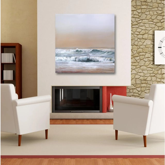 Wood Settling Into Dusk - Calm Seascape of Crashing Waves Painting Original Artwork by Steven Nederveen For Sale - Image 7 of 9