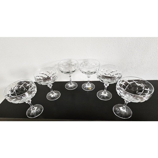 1980s 1980s Schott Zwiesel German 24% Lead Crystal Champagne Coupes - Set of 6 For Sale - Image 5 of 7
