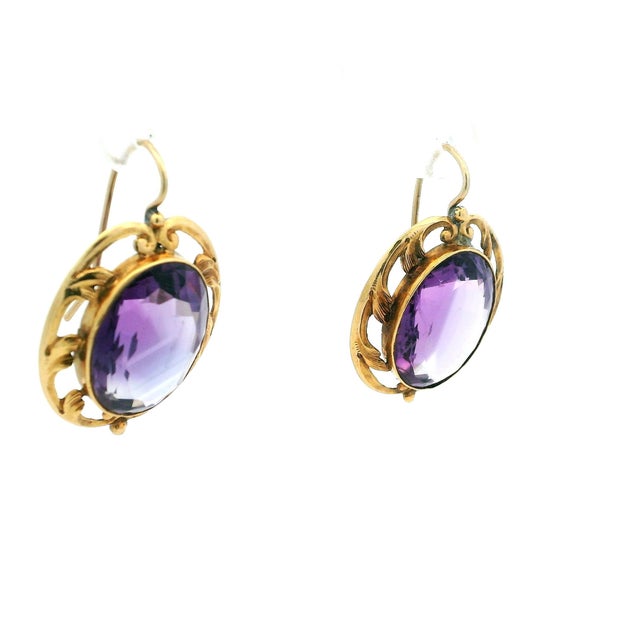 Late 19th Century Late 19th Century Victorian 18k Gold 20 Carat Amethyst Drop Earrings, Pair For Sale - Image 5 of 15
