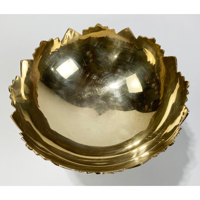 Late 20th Century Vintage Art Deco Style Brass Compote Pedestal Bowl For Sale - Image 5 of 7