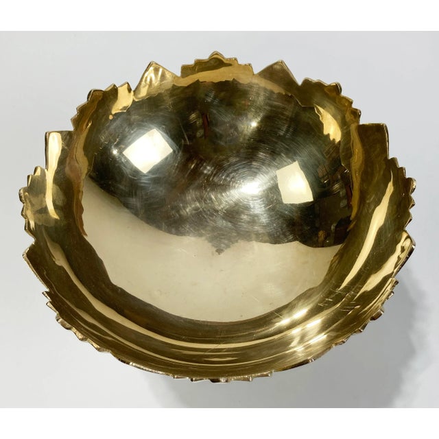 Late 20th Century Vintage Brass Art Deco Style Compote Pedestal Bowl For Sale - Image 5 of 7