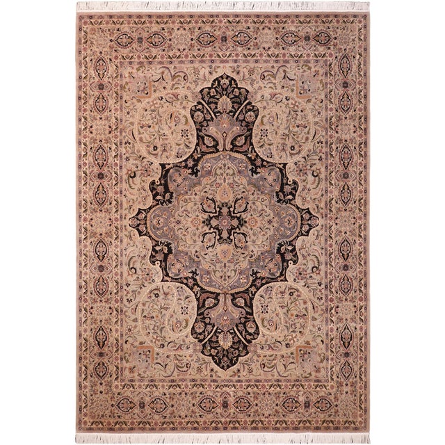 Shabby Chic Medallion 1990's Pak-Persian Black/Gray Wool Rug - 8'2'' X 10'2'' For Sale - Image 9 of 9