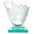 1990s Circa 1990 Robert Guenther Signed Aqua Etched and Frosted Art Glass Leaf Vase For Sale - Image 5 of 12