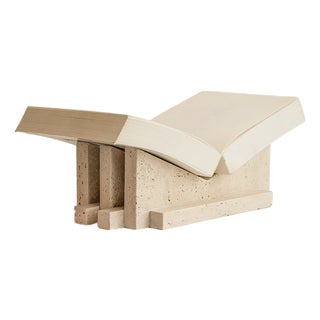 Small Mathilda Bookstand in Travertine by Kiwano Concept For Sale