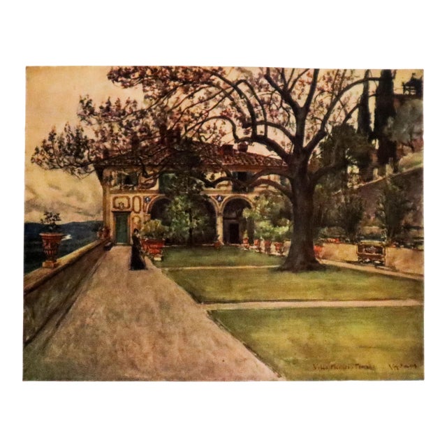 1905 Italian Original Print - The Villa Medici at Fiesole - From Book Florence & Some Tuscan Cities (1905) For Sale