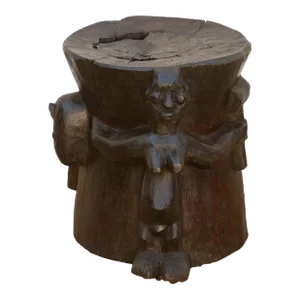 Ebonized Brown Pedestal Shango Stool