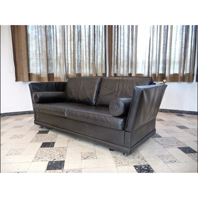 1960s Classical Leather Knole-Type Two-Seater Sofa, Germany, 1960s For Sale - Image 5 of 18