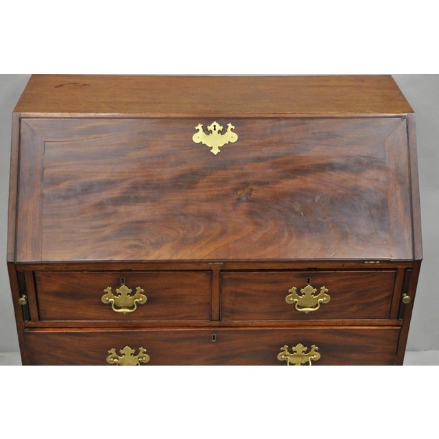 Antique 19th C. Chippendale George III Mahogany Slant Front Secretary Desk For Sale - Image 4 of 18