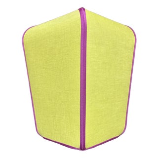 Autumn Green Lampshade With Plum Purple Trim For Sale