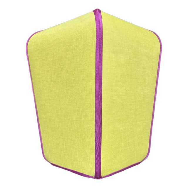 Autumn Green Lampshade With Plum Purple Trim For Sale