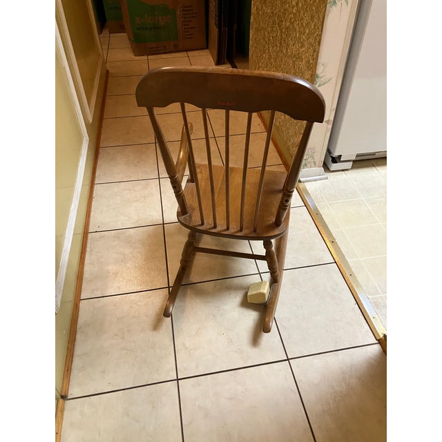 Children's Vintage Oak Hill Child’s Wood Rocking Chair W/German-Made Music Box Fitchburg,MA For Sale - Image 3 of 4