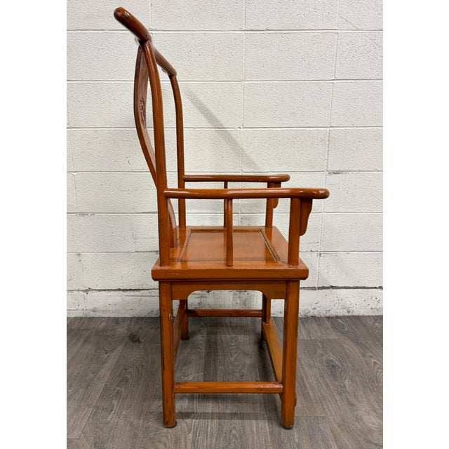 Wood Antique Chinese Ming Style Horseshoe Back Armchair For Sale - Image 7 of 12