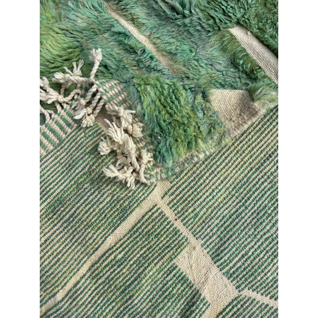 Moroccan Beni Mrirt in Green Abstract Wool, 2010s | Chairish
