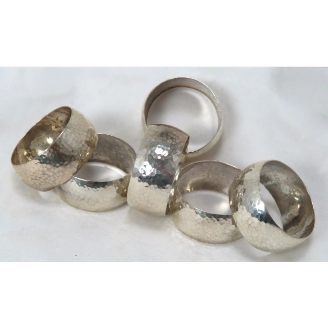 This Is an Absolutely Beautiful Matching Set of 6 Vintage Retro Arts and Crafts Style Sterling Silver Napkin Rings....