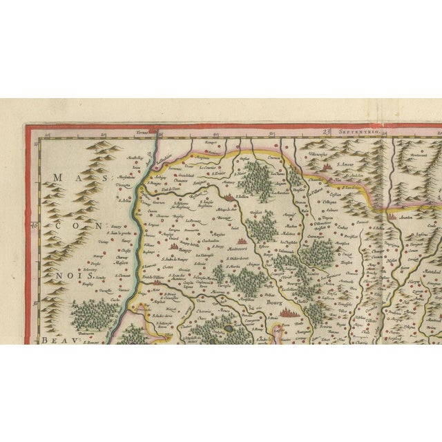 Paper Antique Blaeu Map of Bresse & Dombes, 1642 For Sale - Image 7 of 9