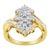Contemporary 10K Yellow Gold Round And Baguette Cut Diamond Cluster Ring (1 1/10 Cttw, H-I Color, SI2-I1 Clarity) - Size 8 For Sale - Image 3 of 7