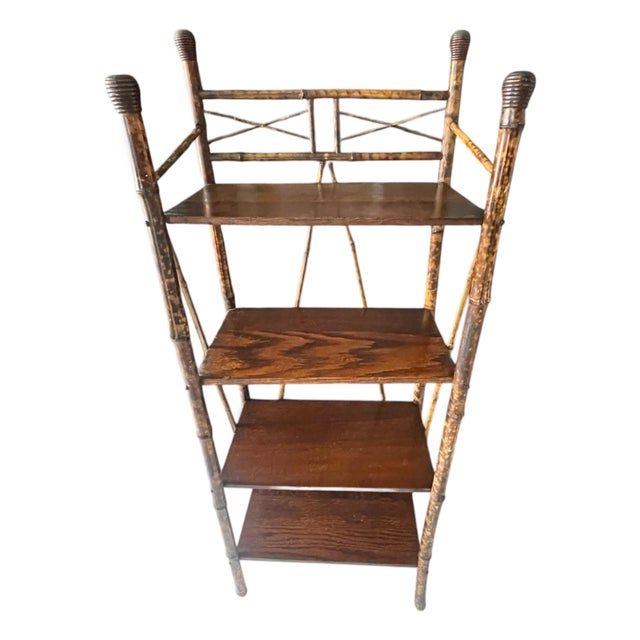 Antique English British Colonial Tortoise Bamboo Etagere For Sale