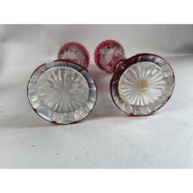 Pair of Vintage Bohemian Cut Crystal Vases, First Half of 20th Century For Sale - Image 9 of 11