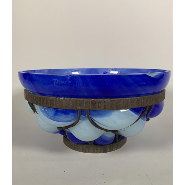Bowl in Blown Glass and Wrought Iron by André Delatte for Daum, 1930s For Sale - Image 4 of 7