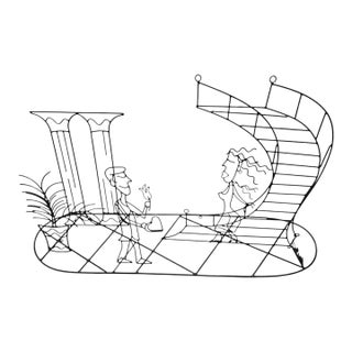 Vintage Barrett DeBusk Wire Art Sculpture Couple Metal Date Night MCM Postmodern For Sale