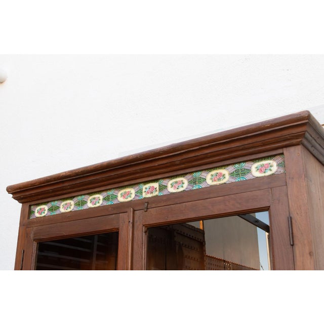 Brown Large British Colonial Glass Display Cabinet For Sale - Image 8 of 14