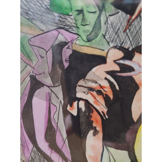 Here you have a watercolor, pencil and ink painting circa 1950s in its original matting and frame. Artist signed bottom...